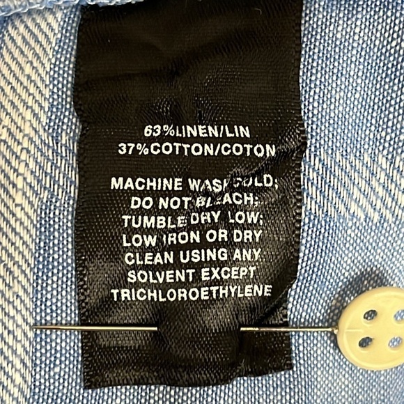 Lafayette 148 Linen & Cotton Blend Plaid Short Sleeve Blouse in Blue -Size Small - Picture 5 of 5